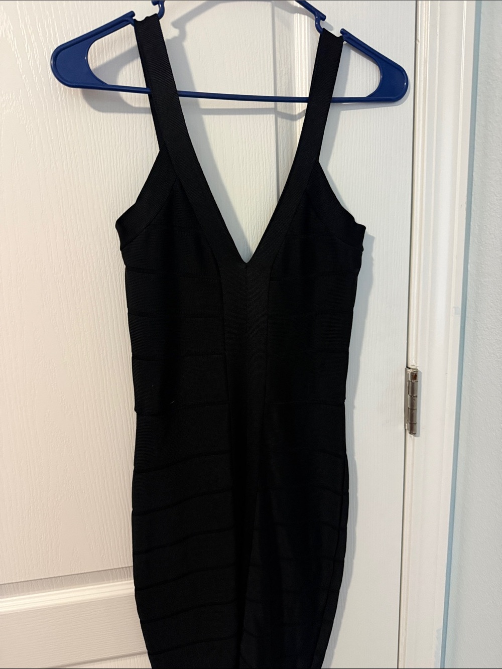 French Connection Black Ribbed Knit Dress